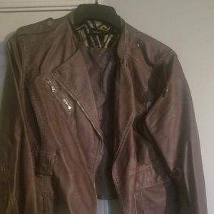 Faux leather grey jacket